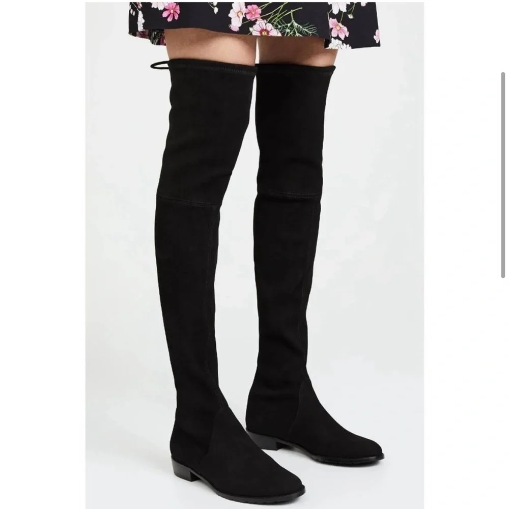 Stuart Weitzman OTK Lowland Boots Shoes Suede Over the Knee Black